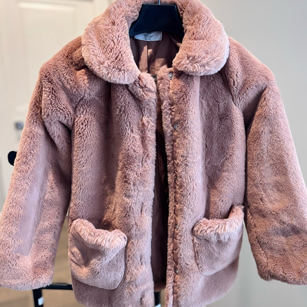 H&M Soft Blush-Apricot Faux Fur Kids Jacket